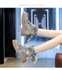 Blue Denim Grunge Ankle Boots