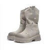 Suede Effect Short Biker Style Boots