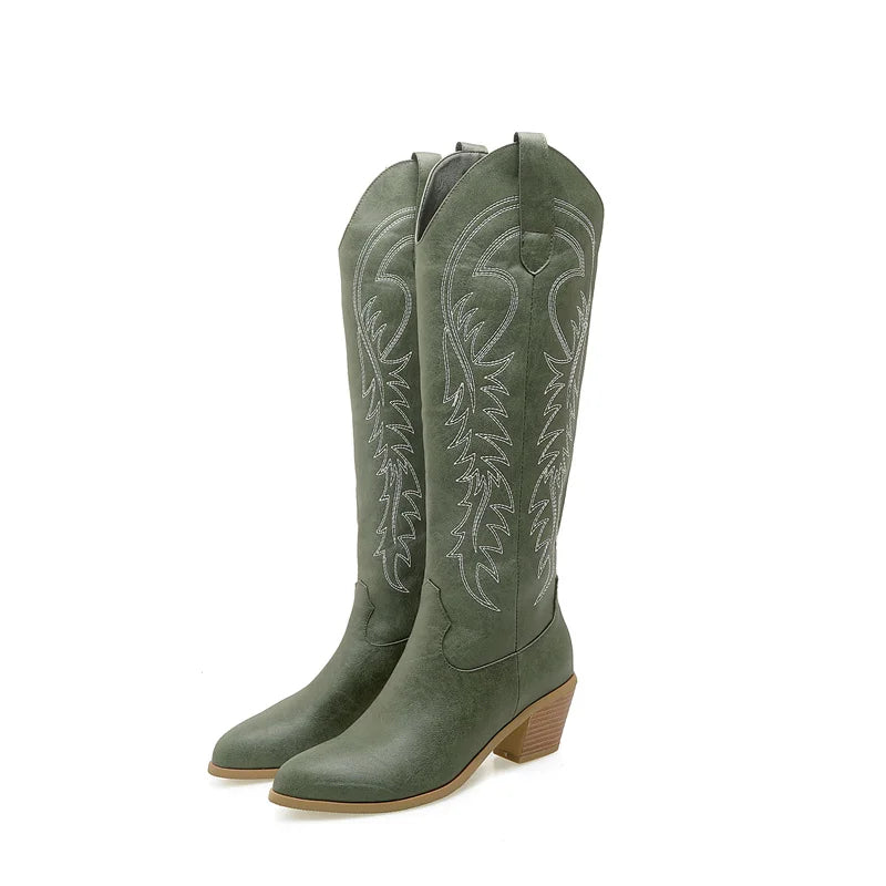 Leather Effect Cowboy Boots - 8 colors