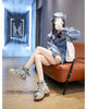 Blue Denim Grunge Ankle Boots