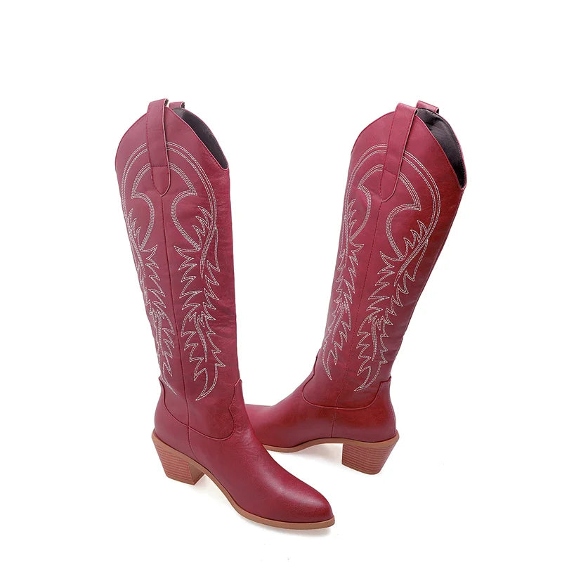 Leather Effect Cowboy Boots - 8 colors