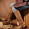 Brown Knee High Western Cowgirl Boots ( Wide Calf)