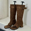Suede Slouch Knee High Sandal Boots