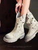 Suede Effect Short Biker Style Boots