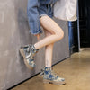 Blue Denim Grunge Ankle Boots