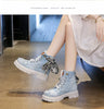 Blue Denim Grunge Ankle Boots