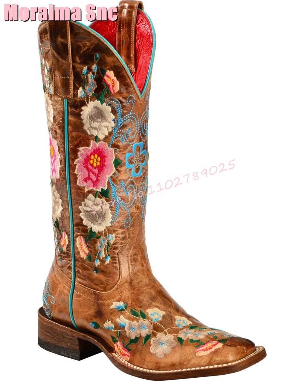 Retro Flower Embroidered Cowboy Boots