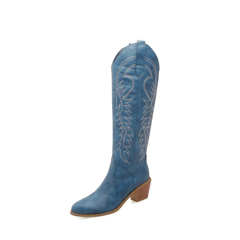 Leather Effect Cowboy Boots - 8 colors