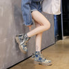 Blue Denim Grunge Ankle Boots