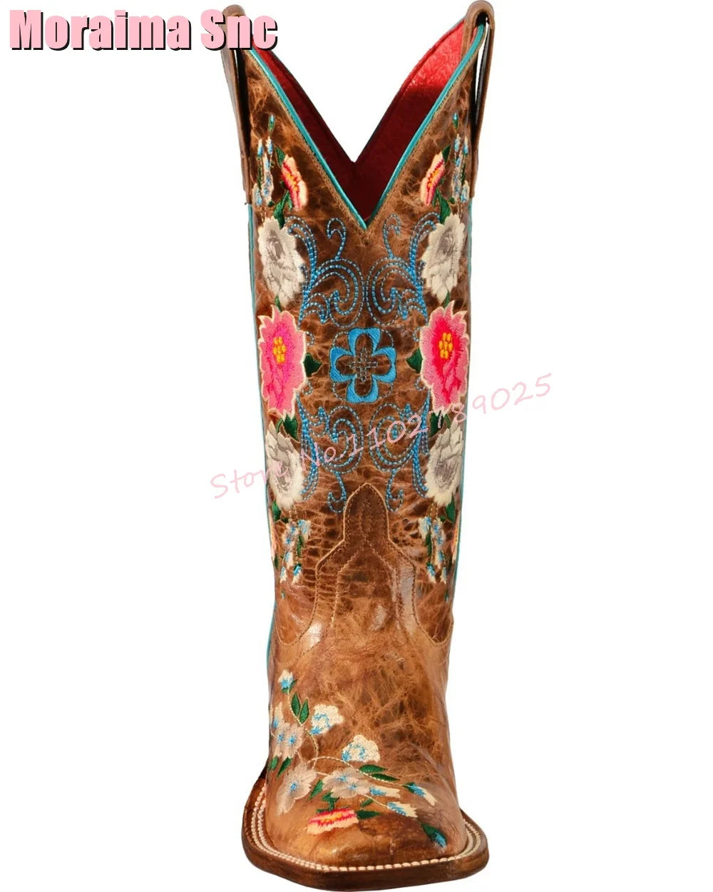Retro Flower Embroidered Cowboy Boots