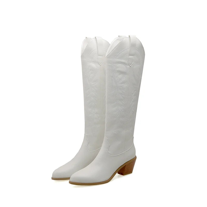 Leather Effect Cowboy Boots - 8 colors