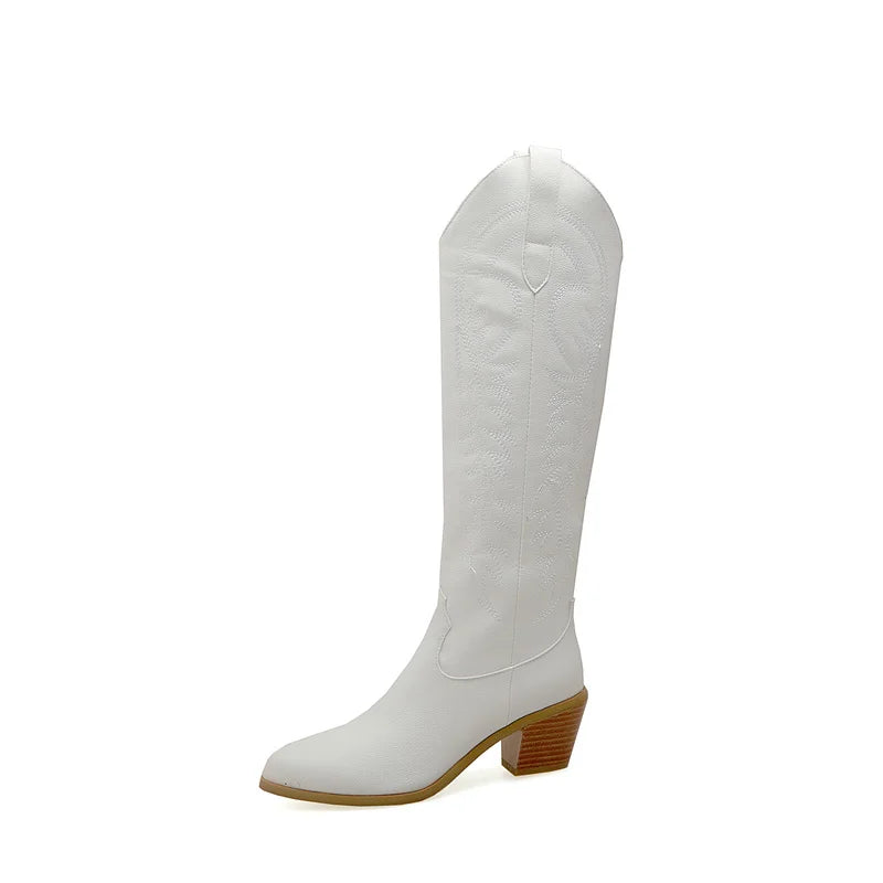 Leather Effect Cowboy Boots - 8 colors