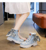 Blue Denim Grunge Ankle Boots