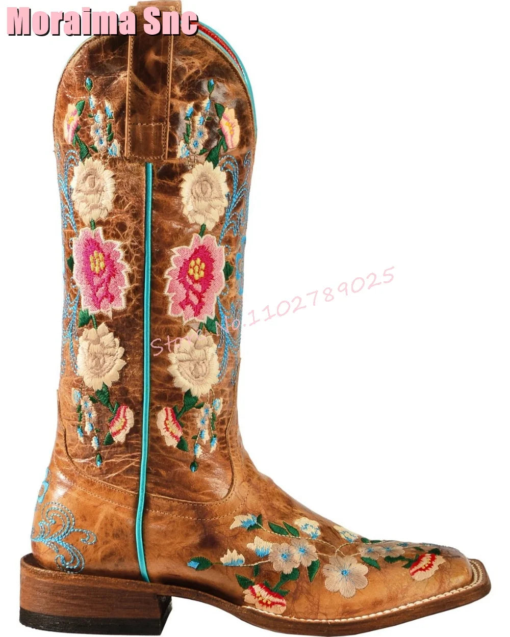 Retro Flower Embroidered Cowboy Boots