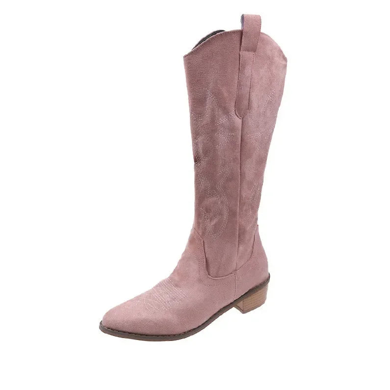 Suede Effect Western Cowboy Boots (3 Colors)