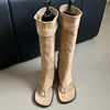 Suede Slouch Knee High Sandal Boots