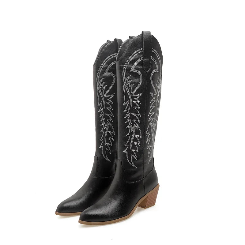 Leather Effect Cowboy Boots - 8 colors