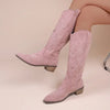 Suede Effect Western Cowboy Boots (3 Colors)