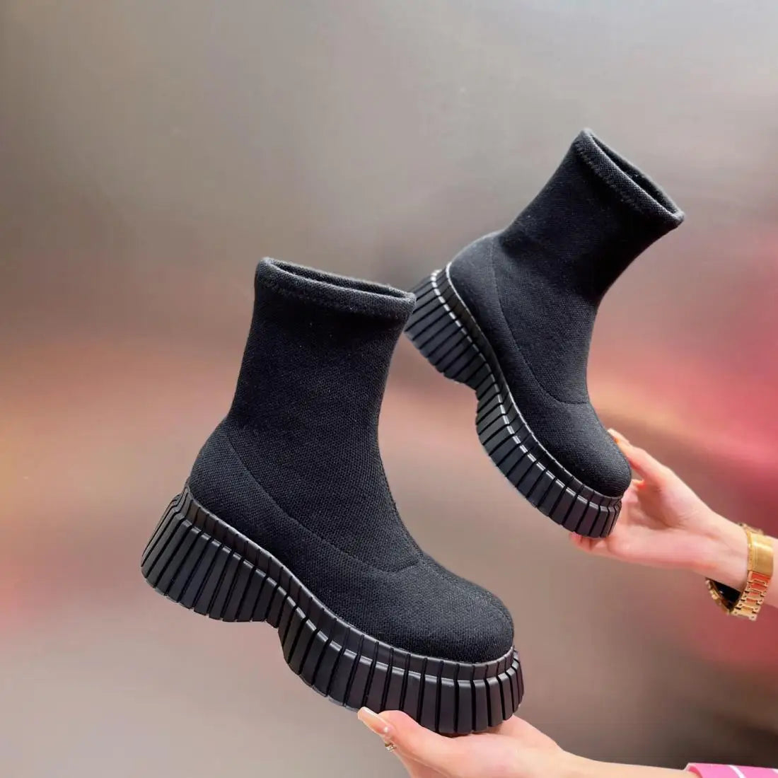 Fabric Platform Ankle Boot