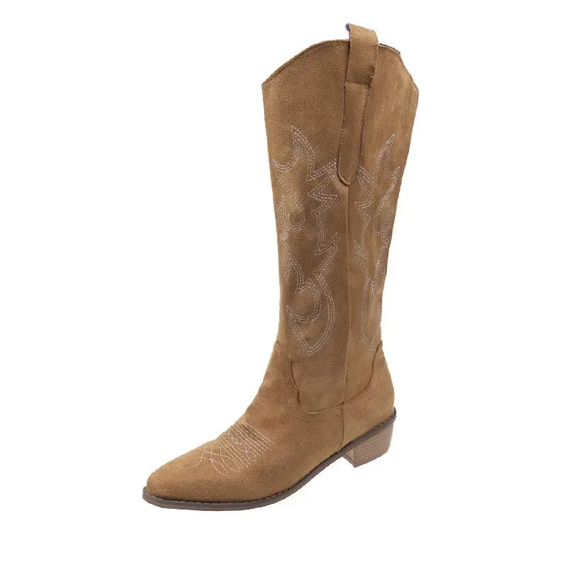 Suede Effect Western Cowboy Boots (3 Colors)