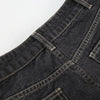 Retro Black Denim Flared Jeans with White Plant Embroidery
