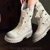 Suede Effect Short Biker Style Boots