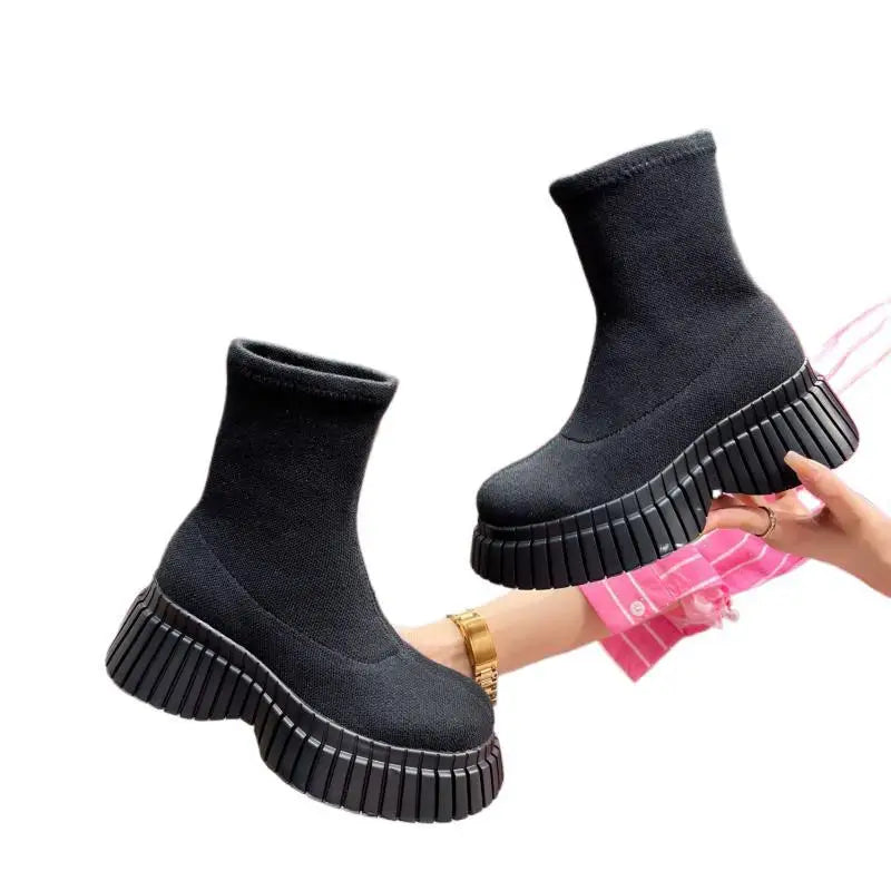 Fabric Platform Ankle Boot
