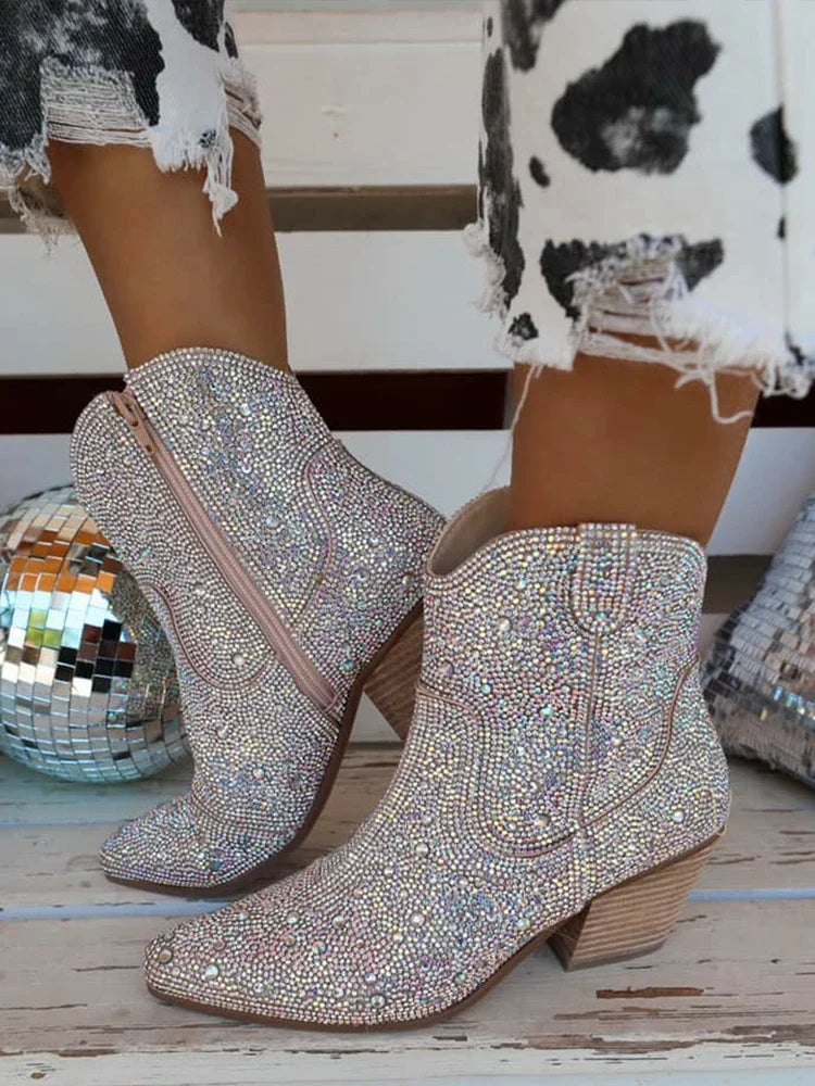 Glitter Ankle Cowboy Boots
