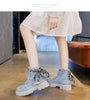 Blue Denim Grunge Ankle Boots