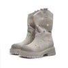 Suede Effect Short Biker Style Boots