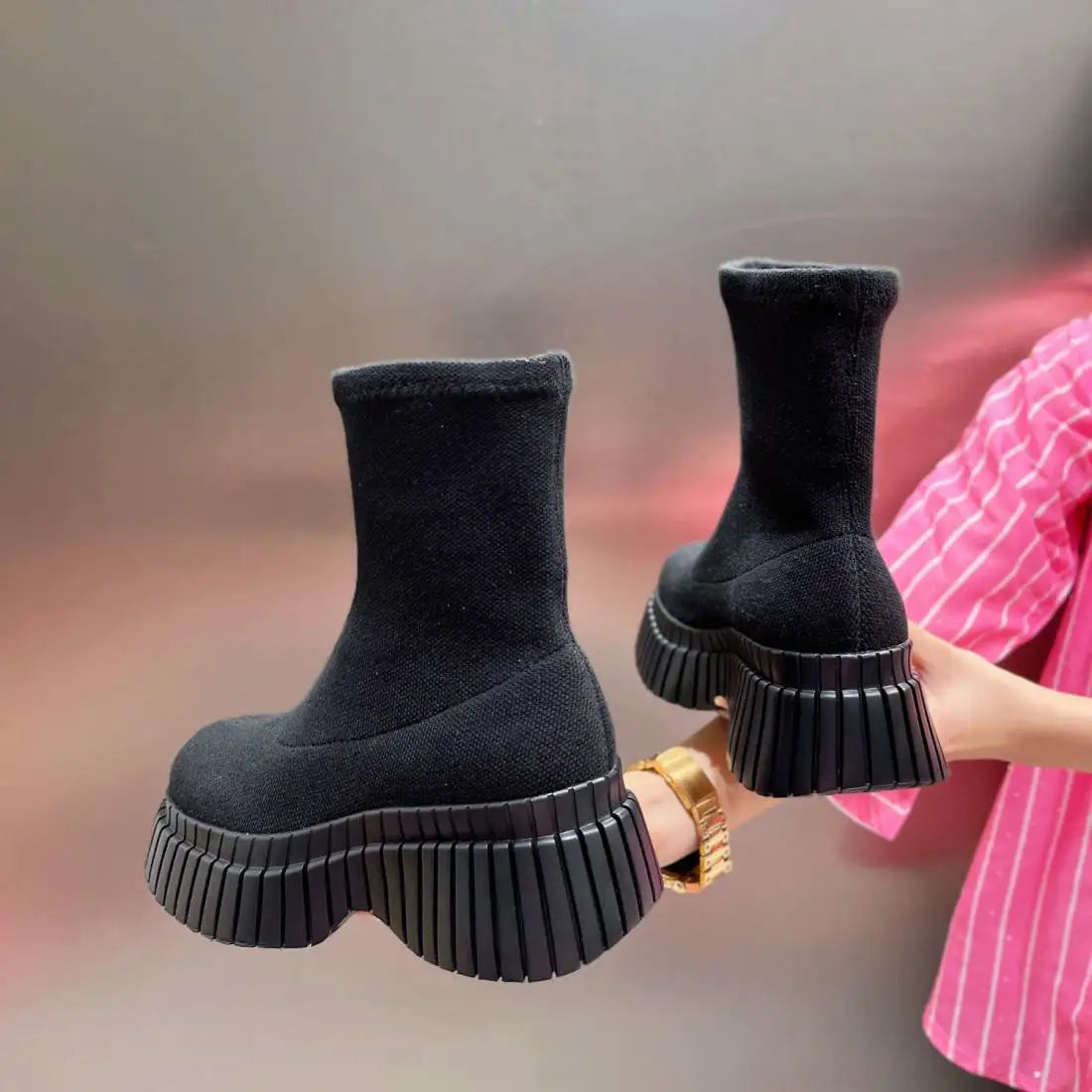 Fabric Platform Ankle Boot