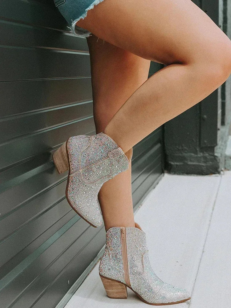 Glitter Ankle Cowboy Boots
