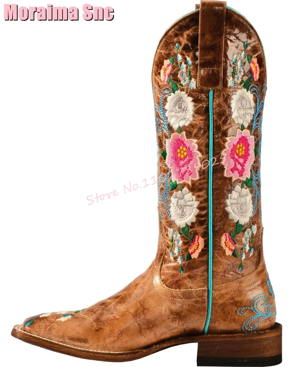 Retro Flower Embroidered Cowboy Boots