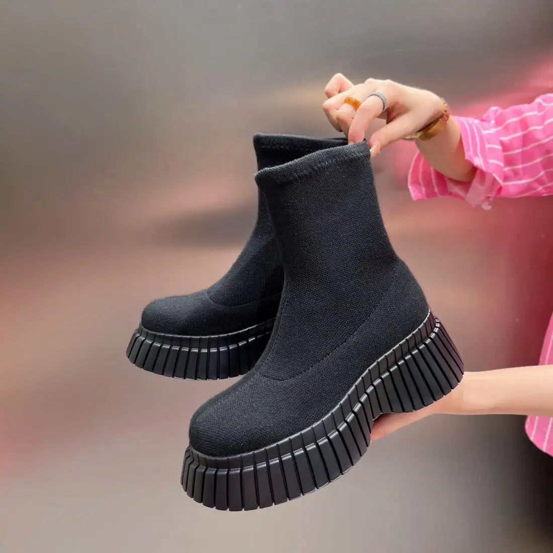 Fabric Platform Ankle Boot