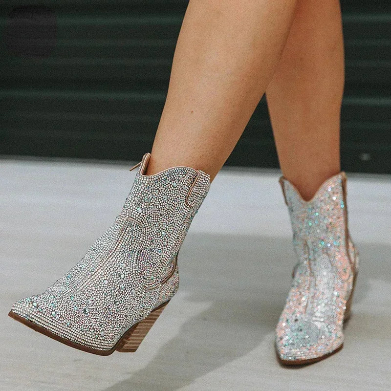 Glitter Ankle Cowboy Boots
