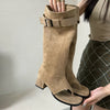 Suede Slouch Knee High Sandal Boots