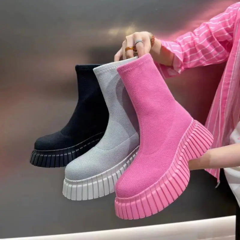 Fabric Platform Ankle Boot