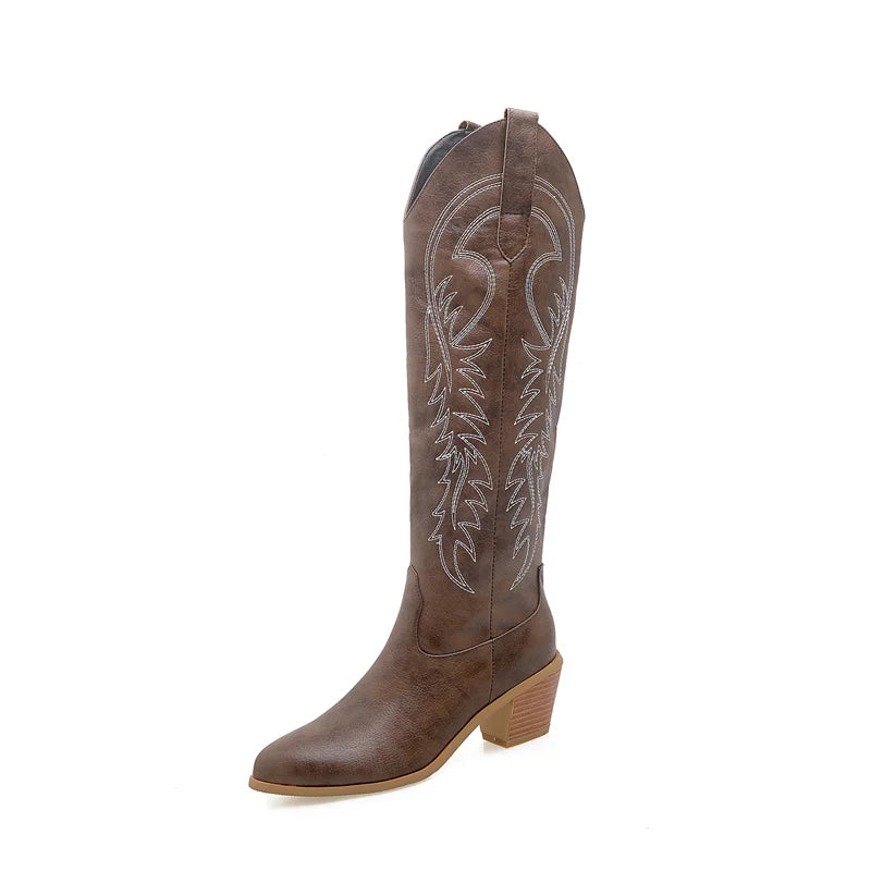 Leather Effect Cowboy Boots - 8 colors