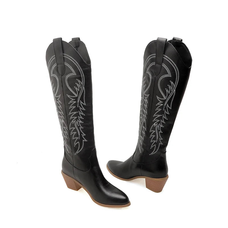 Leather Effect Cowboy Boots - 8 colors