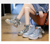 Blue Denim Grunge Ankle Boots