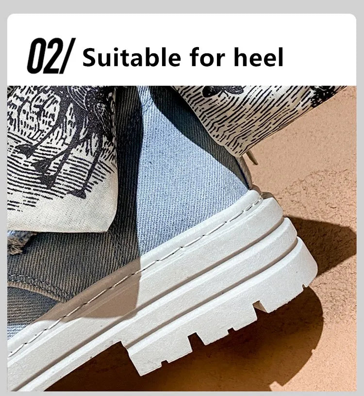 Blue Denim Grunge Ankle Boots