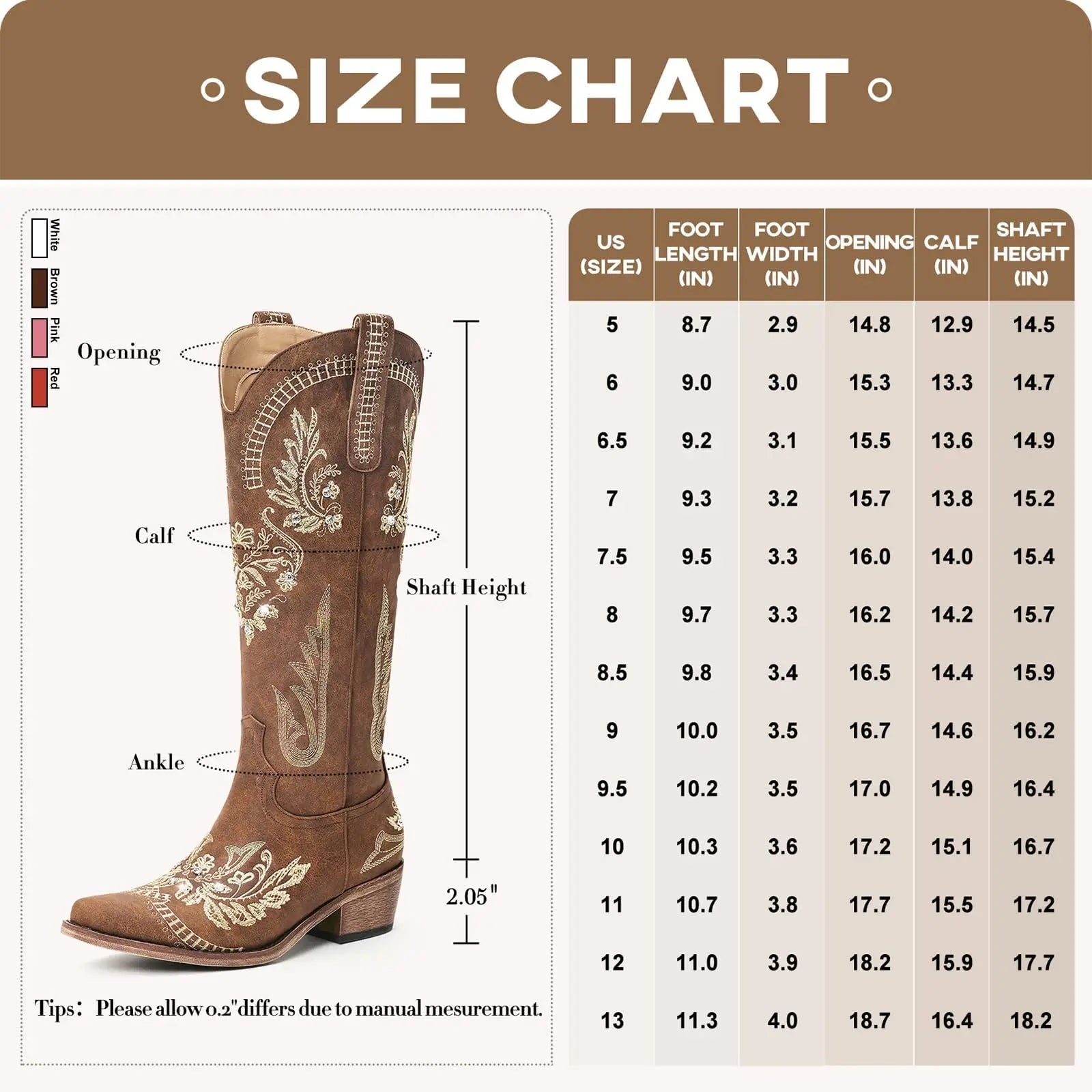 Brown Knee High Western Cowgirl Boots ( Wide Calf)
