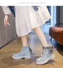 Blue Denim Grunge Ankle Boots