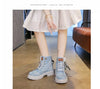 Blue Denim Grunge Ankle Boots